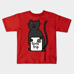 Cute Cat goes on Girls Trip Kids T-Shirt